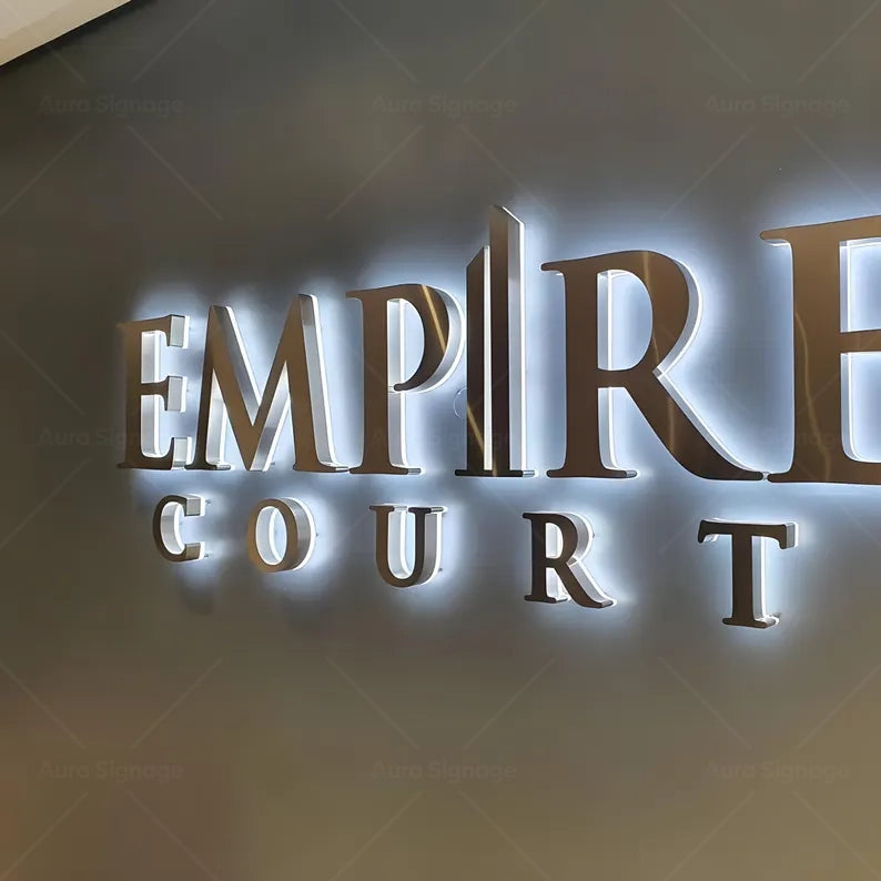 Premium Custom 3D Metal Backlit Sign for Office & Reception Area – Aura ...